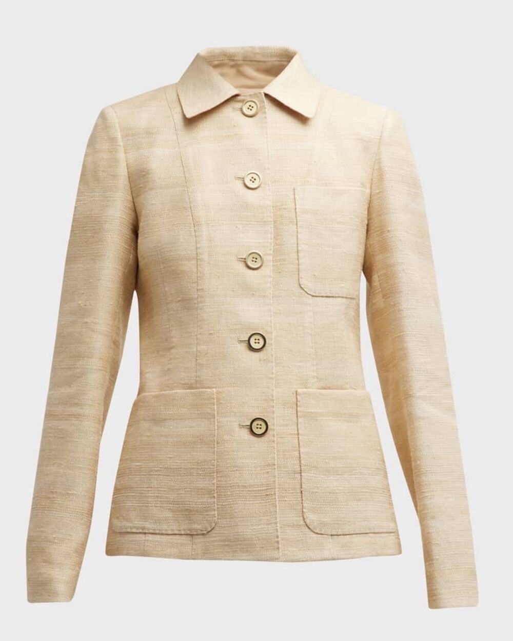 Lafayette 148 New York Womens 4 Linen Silk Tailored Chore Jacket NWOT $1998